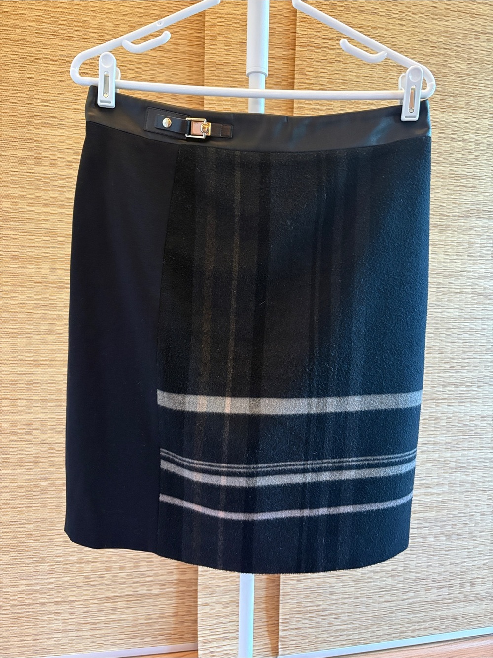 Tahari Black Skirt with Plaid Stripe Accents